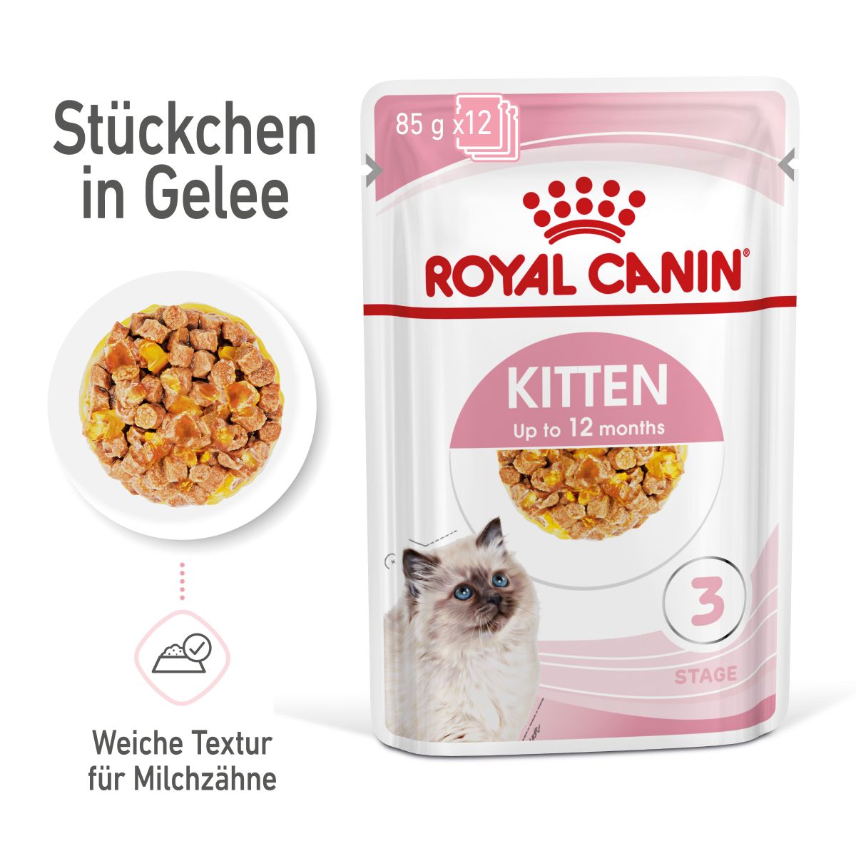  Royal Canin Kitten Frischebeutel Mit Gelee 12 X 85 G In Gelee Frischebeutel