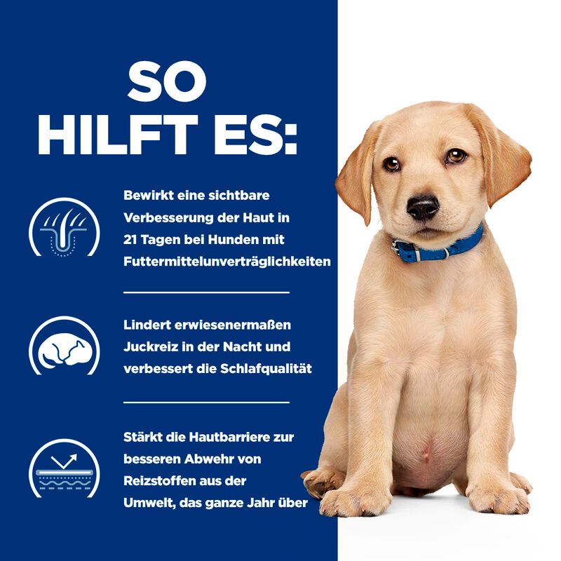 Hills Hils Prescription Diet Derm Complete Puppy Mit Reis Und Ei Trockenfutter Für Hunde 1,5 Kg Trockenfutter