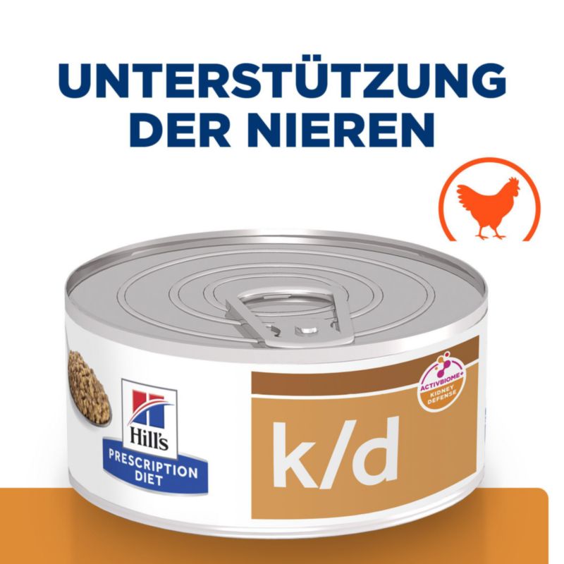  Hills K/d Katze Dosenfutter Bei Nierenerkrankungen 24 X 156 G Feingehackt - Huhn Dosen