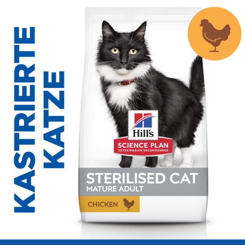  Hills Science Plan Feline Mature Adult 7+ Sterilised Cat Huhn Trockenfutter 10 Kg Huhn Trockenfutter