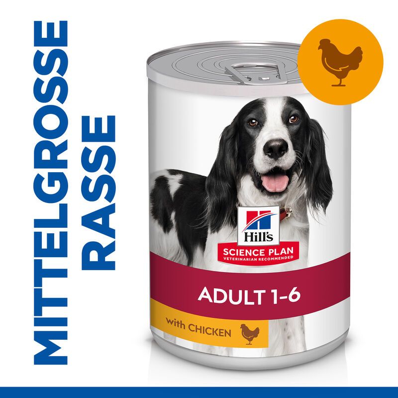  Hills Science Plan Canine Adult Huhn Dosenfutter Für Hunde 12 X 370 G Dosenfutter Mit Huhn