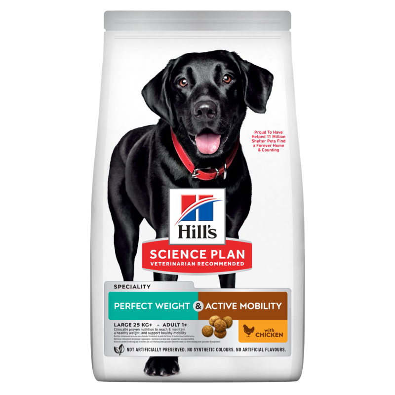  Hills Science Plan Canine Perfect Weight + Active Mobility Adult Large Breed Trockenfutter 12 Kg Huhn Trockenfutter