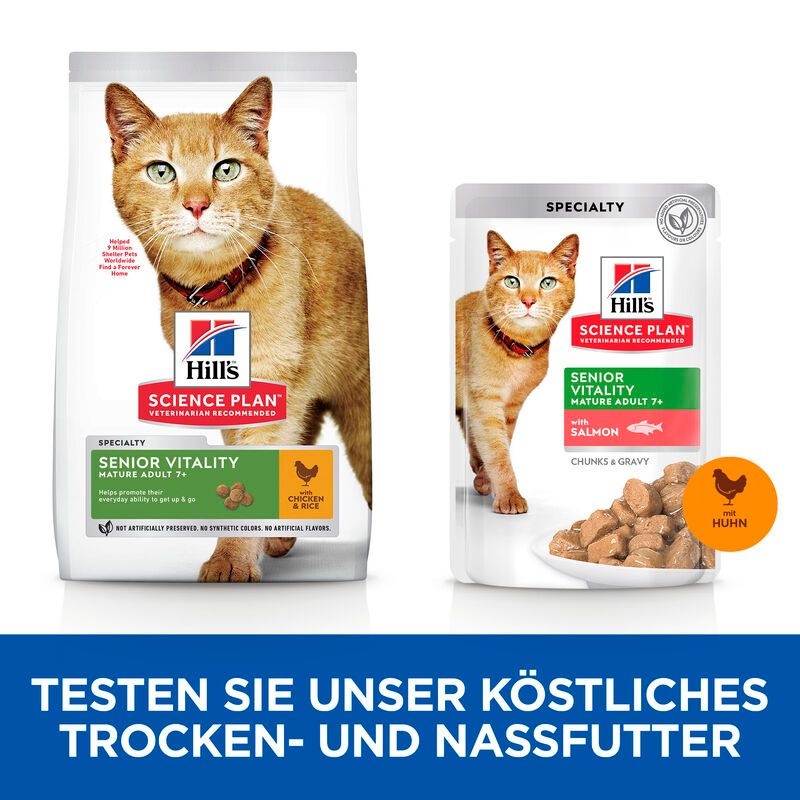  Hills Science Plan Feline Mature Adult 7+ Senior Vitality Huhn Frischebeutel Für Katzen 12 X 85 G Huhn Frischebeutel