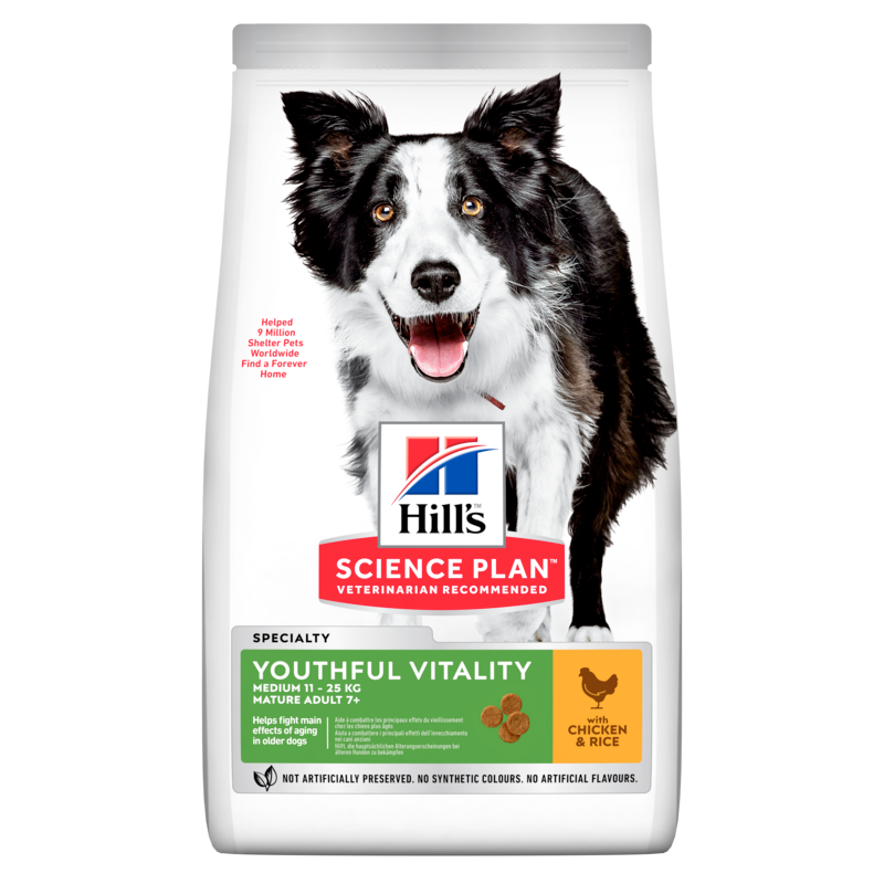  Hills Science Plan Canine Senior Vitality Medium Mature Adult 7+ Trockenfutter Mit Huhn & Reis 14 Kgr Trockenfutter Mit Huhn & Reis